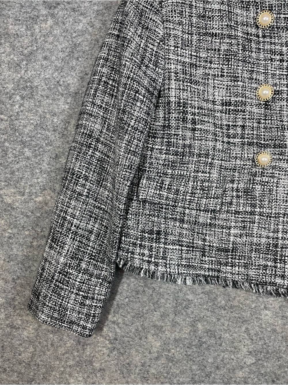 Maeve Anthropologie Womens Black White Tweed Double Breasted Jacket 12P Career - Picture 11 of 15